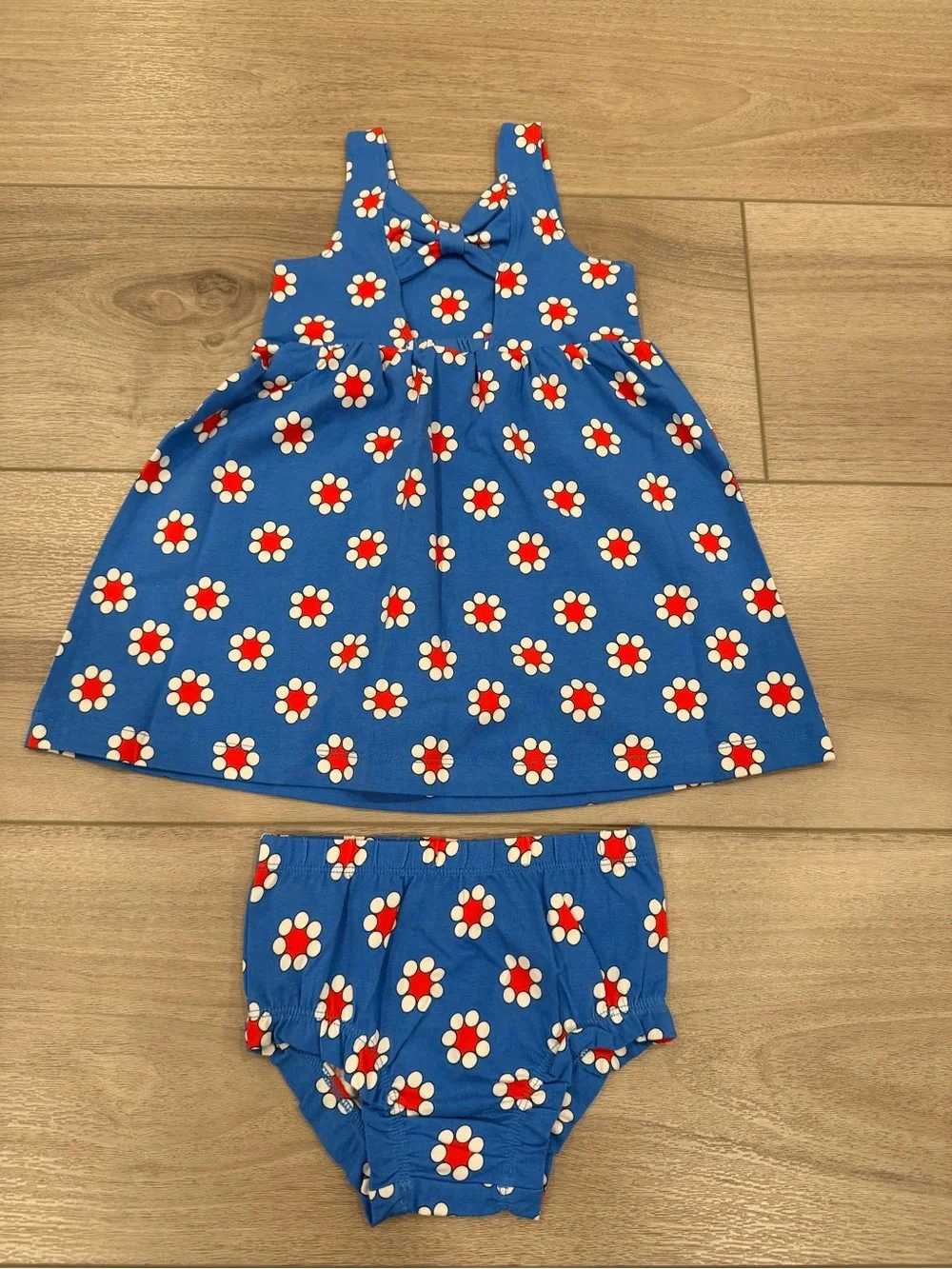 NWOT Hanna Andersson Sleeveless Bow Back Skater Dress with Pockets Bloomers 2T